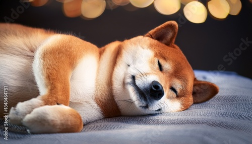 昼寝をする柴犬