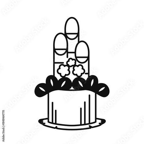 白黒の門松（新年に年神様をお迎えする目印となる日本の伝統的な正月飾り）のベクターイラスト