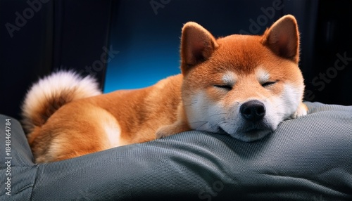 昼寝をする柴犬