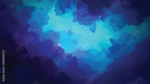 Abstract watercolor splash in shades of blue and purple, vibrant background