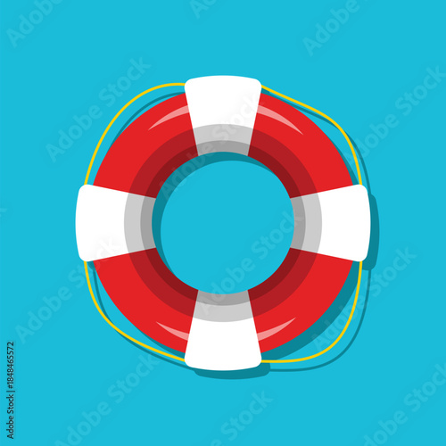 Swimming rubber ring on blue background. lifesaver, swimming, circle floating lifebuoy for beach or ship. life buoy vector illustration