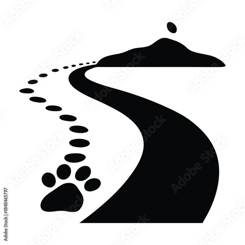 Footprints on Sandy Path Along Coastal Road Silhouette 