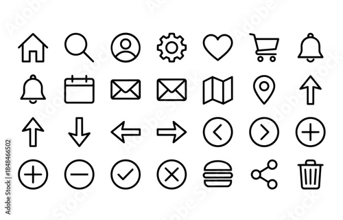 Black and White Outline Icon Set