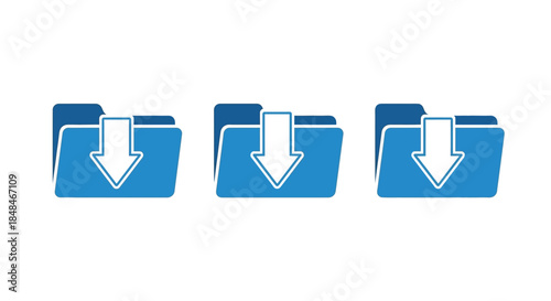 Three blue folder icons with download arrows