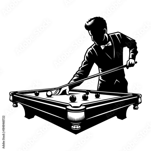 man playing billiards professionally vector image illustration