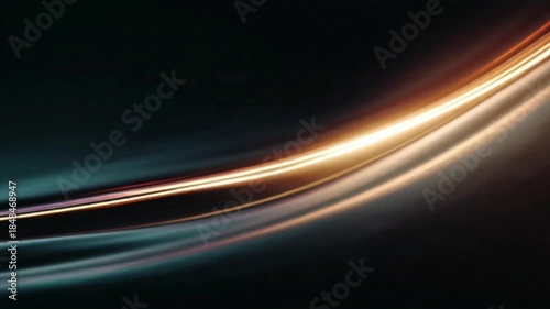 Abstract glowing horizontal light lines with fiery orange and gold colors on dark background seamless loop motion graphic for technology premium luxury and energy design concept