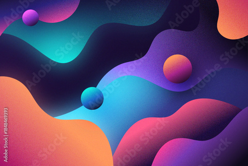 Abstract Gradient Waves Background with Floating Spheres