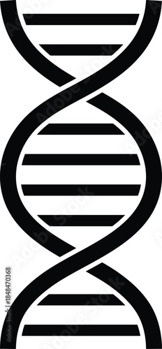 Black and white stylized double helix DNA strand science genetics