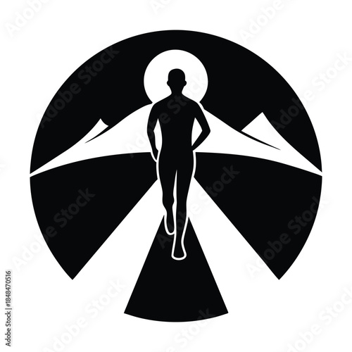 Runner on Road at Sunrise Silhouette 