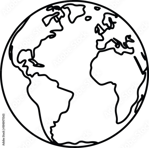 Earth outline global continents world map vector