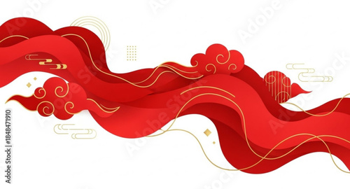 abstract background with red waves