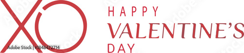 Red X O hug and kiss symbol with Happy Valentines Day text in maroon