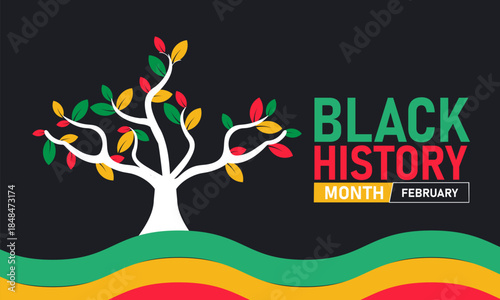 Black History Month Poster Banner and Background Design Template Featuring Cultural Symbols, Community Icons, and Celebration Illustration for Heritage, Education, and February Historical Awareness 