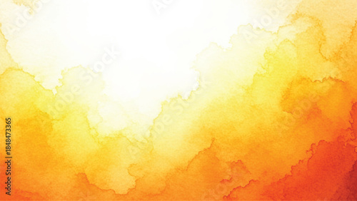 Abstract watercolor background with vibrant orange and yellow hues blending softly
