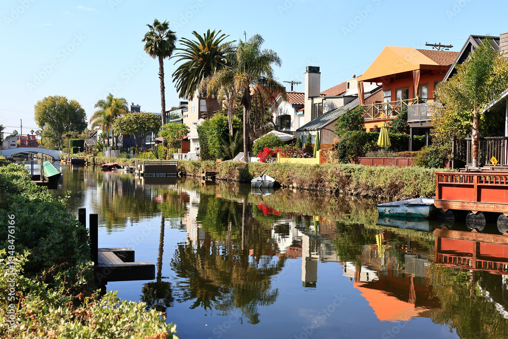 Obraz premium Venice Canals, historic canal district in the Venice neighborhood of Los Angeles, California