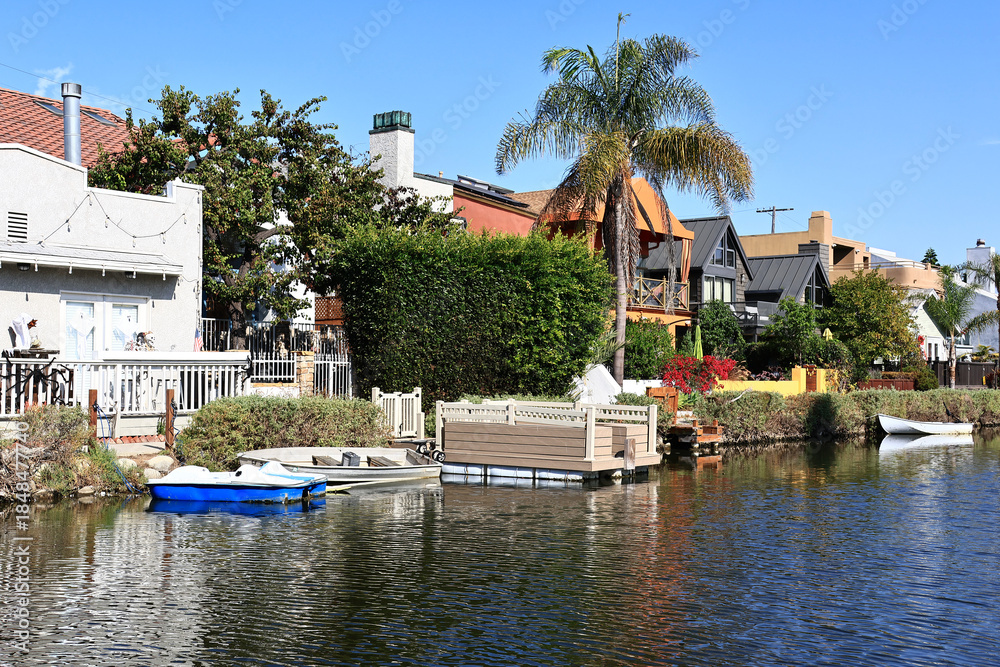 Fototapeta premium Venice Canals, historic canal district in the Venice neighborhood of Los Angeles, California