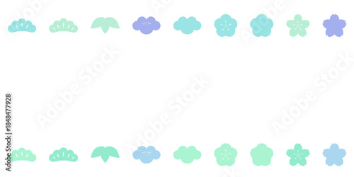 和風の花と植物のフレームイラスト　春