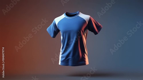 Dynamic performance athletic t-shirt in striking blue and white design, engineered for comfort and peak activity, showcasing modern sportswear apparel for active lifestyles