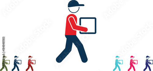 Delivery service vector illustration of courier delivering package for online shopping business