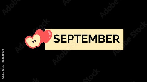September Text with Weather Icons Animation Pack. January Included. Transparent Background.