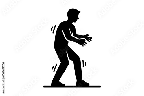 Silhouette of shivering person with vibrating effect on white background