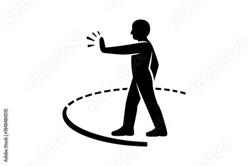 Silhouette of a shouting person with sound waves in motion