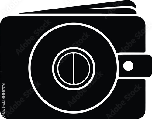 Vector Modern minimalist digital wallet icon showing coin payment token silhouette Illustration