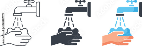 Hand washing vector icon illustration isolated on white background hygiene concept wash your hands with soap and water coronavirus prevention symbol