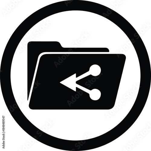 Tableau sur toile Vector file folder share data transfer connection network glyph silhouette Illus