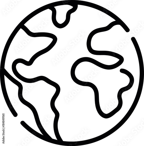Black Earth Globe Icon Isolated on White Background