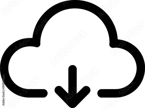 Black Cloud Icon with Download Arrow