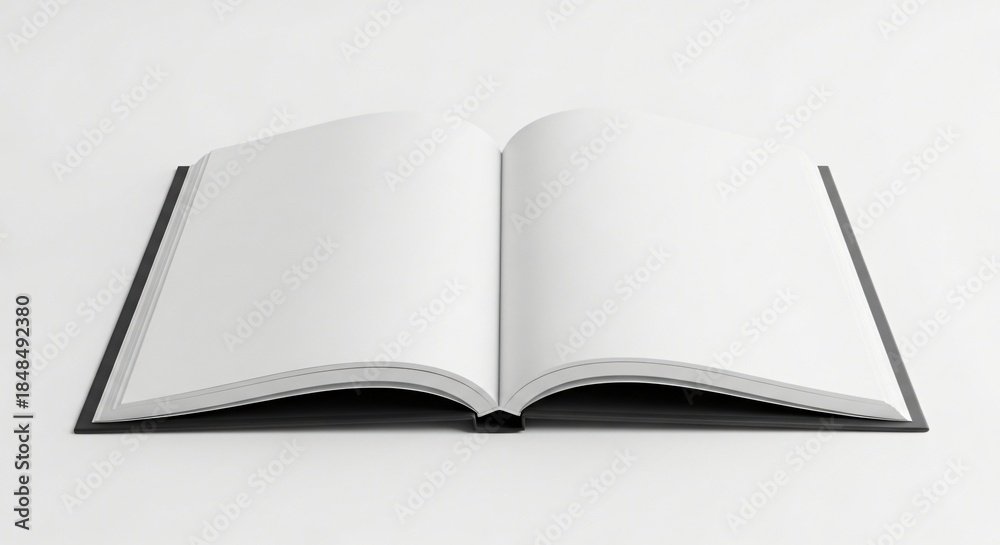 Fototapeta premium Open Blank Book on White Background Empty Pages for Your Creative Ideas and Copy Space