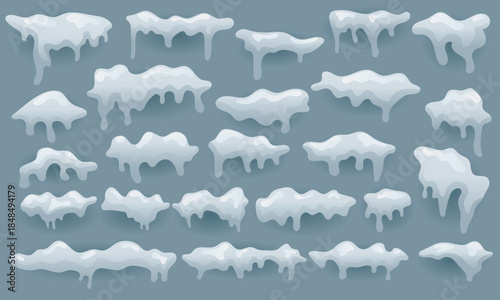 Winter Snow and Melting Glacial Ice Elements Collection