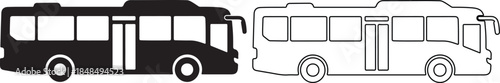 Vector illustration of two buses in black and white on a
