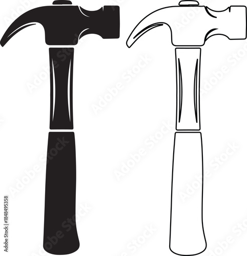 Two hammers one black and one white are shown side by side