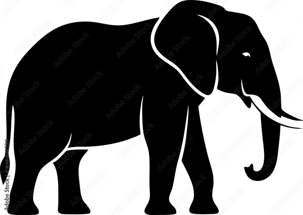 Obraz premium Black Elephant Silhouette Illustration 2.