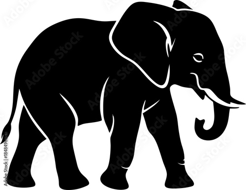 Black Elephant Silhouette Illustration.