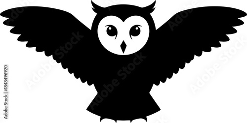 Black Owl Silhouette Flying Bird.