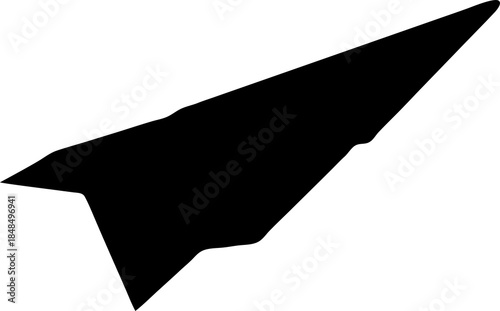 Black Paper Airplane Silhouette Icon.