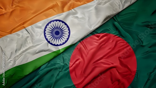 Flags of india and bangladesh side by side