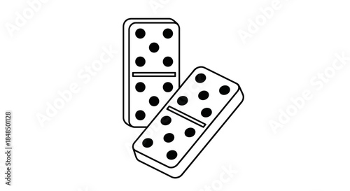 "Black and White Dominoes Icon Vector Illustration"
