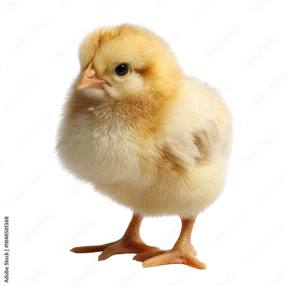 Obraz premium Baby chick standing isolated on transparent background.