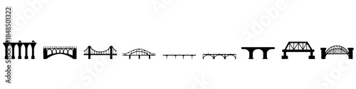 Different shapes of bridge silhouette vector