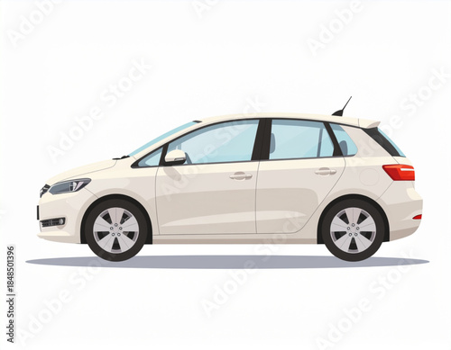 Single Modern City Car Vector Illustration Isolated on White Background