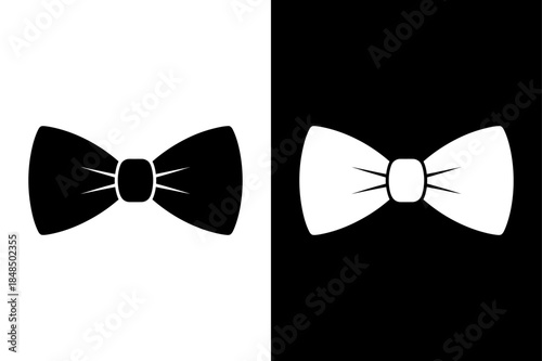 Bow Tie Silhouette Icon. Black and Filled Bow Tie Vectors on White Background