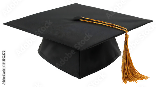 Graduate cap hat with tassel isolated in high resolution png style with clean transparent background feel, crisp cutout ideal for education designs, graduation invitations, stickers, posters.