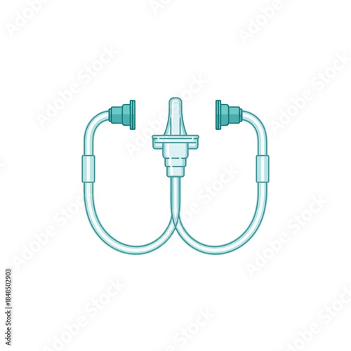 Medical tubing with connectors isolated on white background