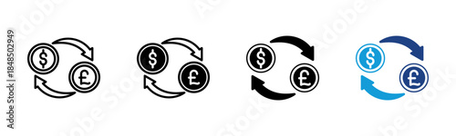 Currency icon set multiple style collection