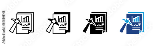 Data Mining icon set multiple style collection
