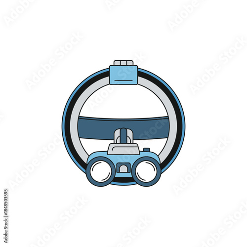 Blue car steering wheel icon isolated on white background